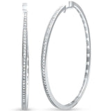 48mm Hoop Earrings Round Pave Cubic Zirconia 925 Sterling Silver