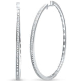 48mm Hoop Earrings Round Pave Cubic Zirconia 925 Sterling Silver - Blue Apple Jewelry