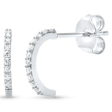 11mm Half Hoop Earrings Half Eternity Round Cubic Zirconia 925 Sterling Silver (11mm)