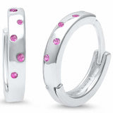 Huggie Hoop Earrings Cubic Zirconia 925 Sterling Silver