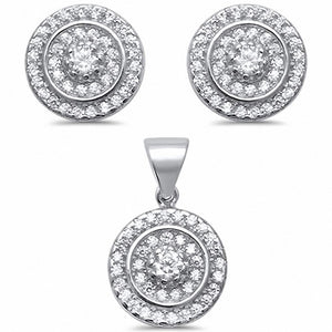 Halo Design Jewelry Set Round Cubic Zirconia 925 Sterling Silver Choose Color
