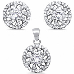 Fashion Micro Pave Jewelry Set Round Cubic Zirconia 925 Sterling Silver Pendant Earring Choose Color