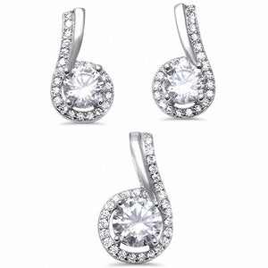 Fashion Jewelry Set Round Cubic Zirconia 925 Sterling Silver