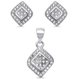 Modern Jewelry Set Round Pave Cubic Zirconia 925 Sterling Silver