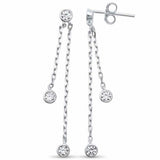Hanging Earrings Round Simulated Cubic Zirconia Yard 925 Sterling Silver