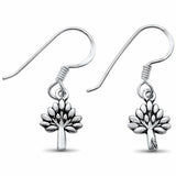 Fishhook Tree of Life Dangling Earrings 925 Sterling Silver