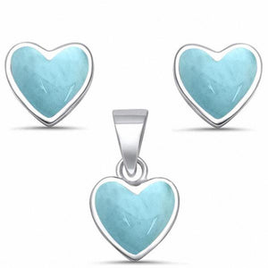 Heart Jewelry Set Lab Created Opal 925 Sterling Silver Choose Color