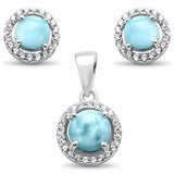 Halo Jewelry Set Round Cubic Zirconia Lab Created Opal 925 Sterling Silver