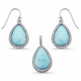 Halo Jewelry Teardrop Pear Created Opal Round Cubic Zirconia 925 Sterling Silver