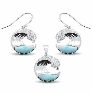 Larimar Wave Jewelry Set 925 Sterling Silver
