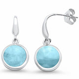 Dangling Solitaire Earrings Round Lab Created Opal 925 Sterling Silver