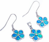 Plumeria Jewelry Set Lab Created Opal 925 Sterling Silver