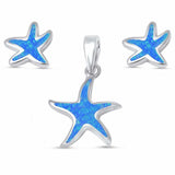 Starfish Jewelry Set Created Opal 925 Sterling Silver Choose Color Nautical Starfish