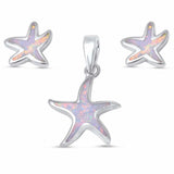 Starfish Jewelry Set Created Opal 925 Sterling Silver Choose Color Nautical Starfish