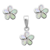 Flower Plumeria Jewelry Set Lab Created Opal 925 Sterling Silver