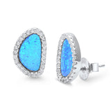 12mm Halo Design Earring Round CZ Lab Created Opal 925 Sterling Silver Stud Earring Choose Color