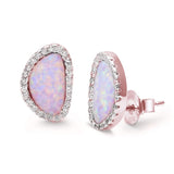 12mm Halo Design Earring Round CZ Lab Created Opal 925 Sterling Silver Stud Earring Choose Color - Blue Apple Jewelry