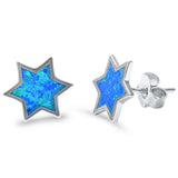 10mm Star Stud Earrings Lab Created Blue Opal Fashion Star Earrings - Blue Apple Jewelry