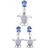 Turtle Jewelry Set Lab Created Opal 925 Sterling Silver Oval Simulated Tanzanite Pendant Earring