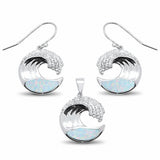 Wave Jewelry Set Lab Created Opal 925 Sterling Silver