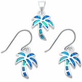 Palm Tree Jewelry Set Created Opal 925 Sterling Silver Choose Color