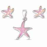 Starfish Jewelry Set Created Opal 925 Sterling Silver Choose Color Nautical Starfish