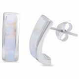 Fashion Half Hoop Stud Earrings Lab Created Opal 925 Sterling Silver Choose Color