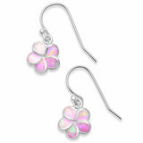 Dangling Plumeria Earring Created Opal 925 Sterling Silver