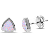 7mm Trillion Triangle Bezel Stud Earrings Lab Created Opal 925 Sterling Silver