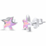 Starfish Stud Earrings Lab Created Opal 925 Sterling Silver Choose Color