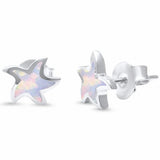 Starfish Stud Earrings Lab Created Opal 925 Sterling Silver Choose Color