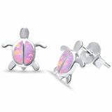 Turtle Stud Earrings Lab Created Opal 925 Sterling Silver