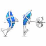 Whale Dolphin Stud Earrings 925 Sterling Silver Choose Color