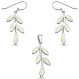 Leaf Jewelry Set Lab Created Opal 925 Sterling Silver