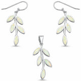 Leaf Jewelry Set Lab Created Opal 925 Sterling Silver