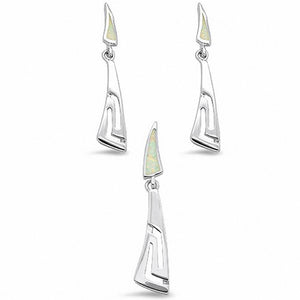 Jewelry Set Dangling Earring Pendant Greek Key Lab Created Opal 925 Sterling Silver