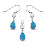 Jewelry Set Pear Lab Created Opal Round Aquamarine 925 Sterling Silver