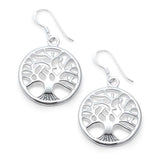 Tree of Life Earrings Round fish hook Dangling Tree of Life Drop Dangle 925 Sterling Silver - Blue Apple Jewelry