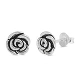 Plain Rose Earrings 925 Sterling Silver Rose Stud Earring Rose Flower (7mm)