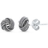 Simple Plain Twisted Braided Knot Stud Earrings 925 Sterling Silver  Earring (8 mm)