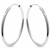 30 mm Tubemm Plain Endless Shiny Hoop Earrings 925 Sterling Silver