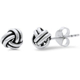 8mm Knot Stud Earrings 925 Sterling Silver Simple Plain Twisted Knot Braided Earring