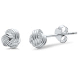 6mm, 8mm Knot Ball Stud Earring 925 Sterling Silver Braided Twisted Knot Earring Choose Size - Blue Apple Jewelry