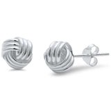 6mm, 8mm Knot Ball Stud Earring 925 Sterling Silver Braided Twisted Knot Earring Choose Size - Blue Apple Jewelry