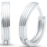 12mmx2mm Plain Groved  Hoop Earrings 925 Sterling Silver