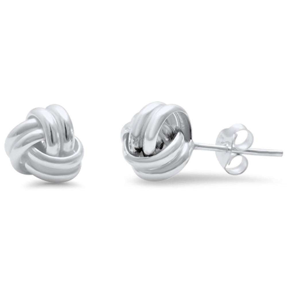 6mm and 8mm Twisted Knot Stud Earrings 925 Sterling Silver Simple Plain Knot Earring - Blue Apple Jewelry