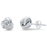 6mm and 8mm Simple Plain Twisted Knot Stud Earrings 925 Sterling Silver