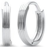 Plain Hoop Earrings Grooved Design 925 Sterling Silver (12mm)