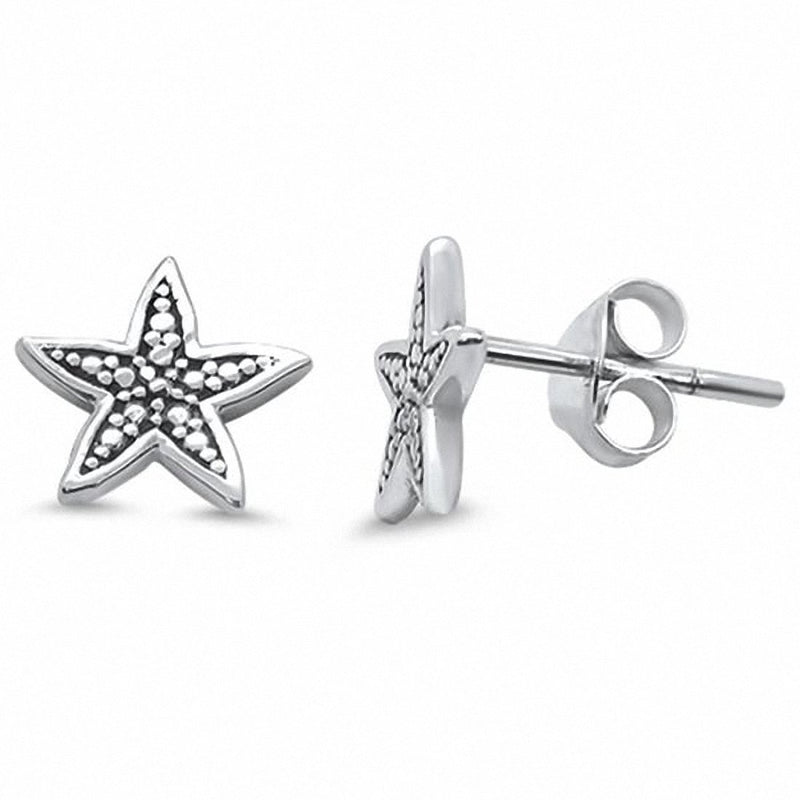 Plain Starfish Stud Earrings 925 Sterling Silver