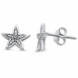 Plain Starfish Stud Earrings 925 Sterling Silver